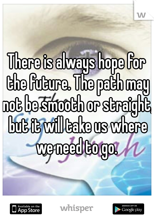 There is always hope for the future. The path may not be smooth or straight, but it will take us where we need to go. 