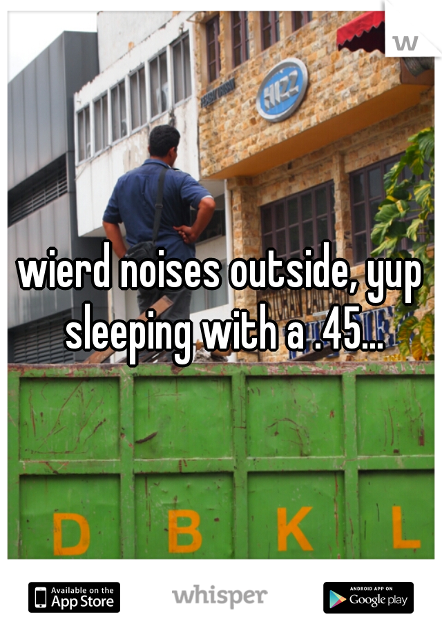 wierd noises outside, yup sleeping with a .45...