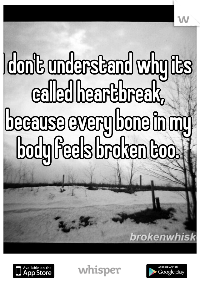 I don't understand why its called heartbreak, because every bone in my body feels broken too.