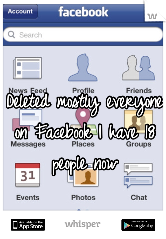 Deleted mostly everyone on Facebook I have 18 people now