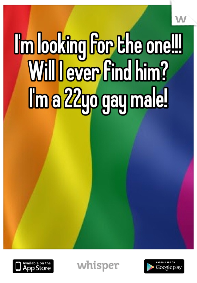 I'm looking for the one!!!
Will I ever find him? 
I'm a 22yo gay male!