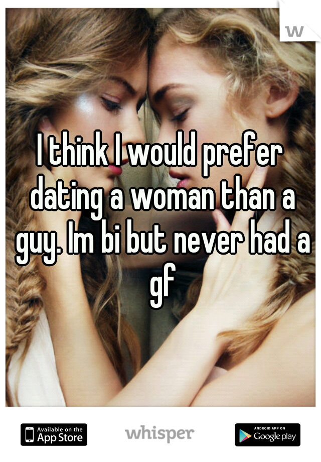 I think I would prefer dating a woman than a guy. Im bi but never had a gf