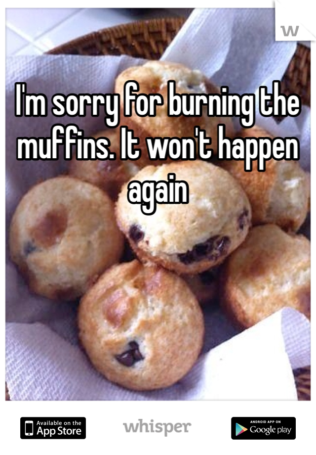 I'm sorry for burning the muffins. It won't happen again 