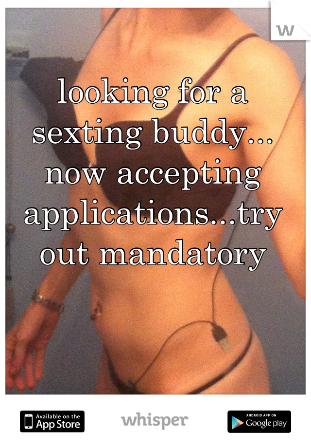 looking for a sexting buddy... now accepting applications...try out mandatory