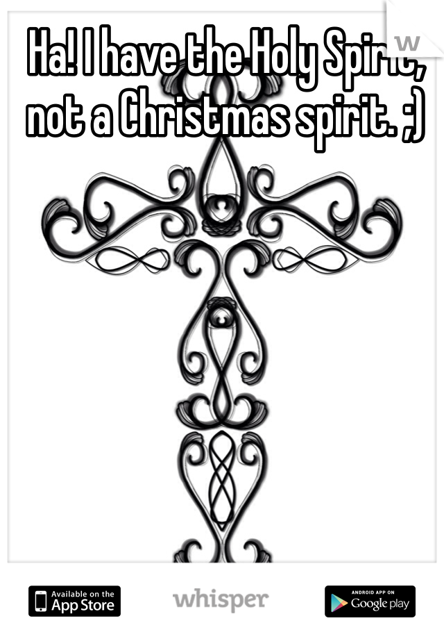 Ha! I have the Holy Spirit, not a Christmas spirit. ;)