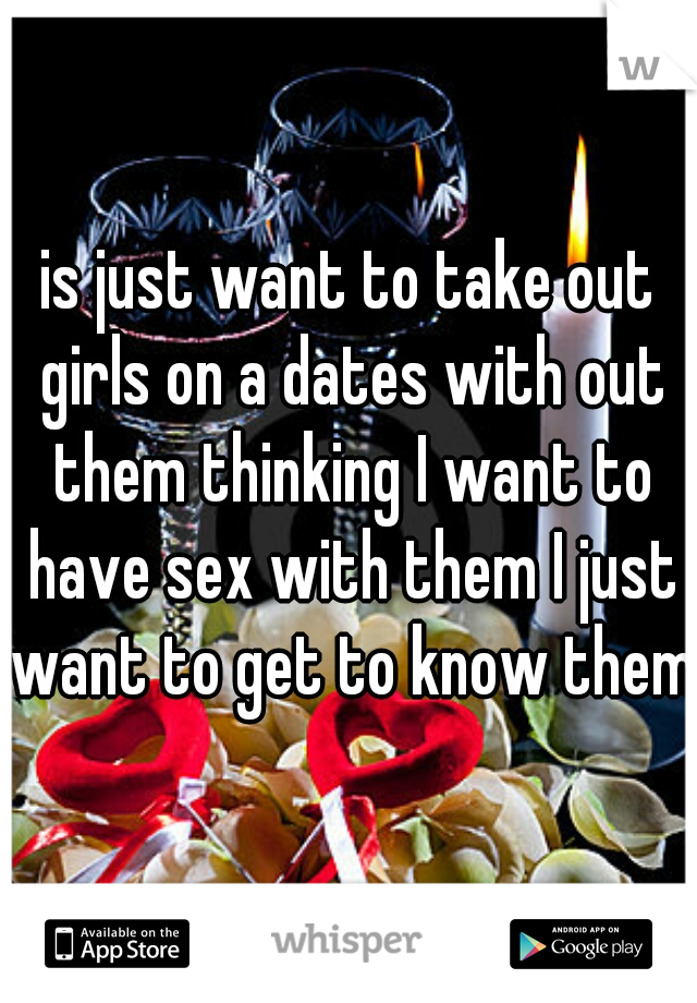 is just want to take out girls on a dates with out them thinking I want to have sex with them I just want to get to know them 