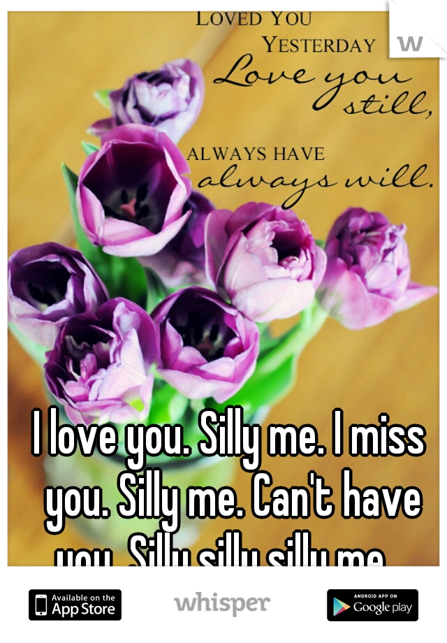 I love you. Silly me. I miss you. Silly me. Can't have you. Silly silly silly me.  