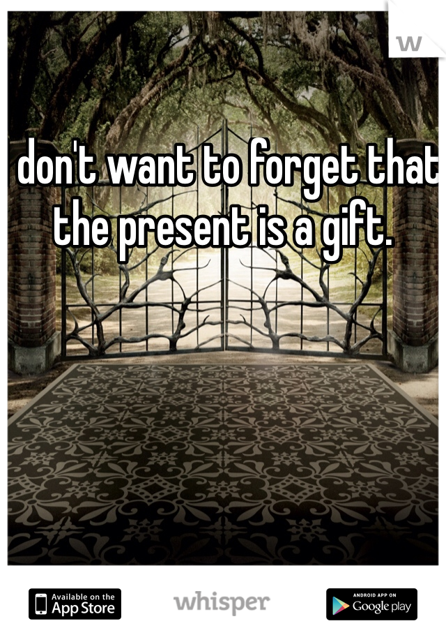 I don't want to forget that the present is a gift. 
