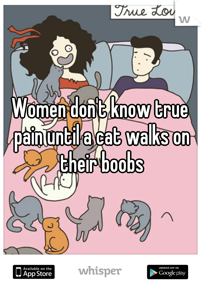 Women don't know true pain until a cat walks on their boobs