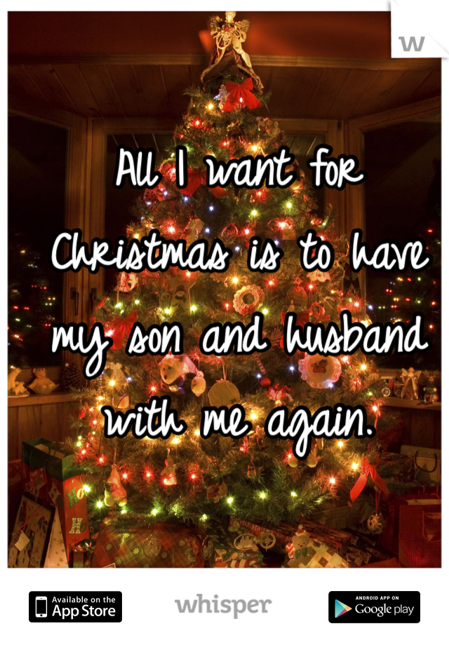 All I want for Christmas is to have my son and husband with me again.