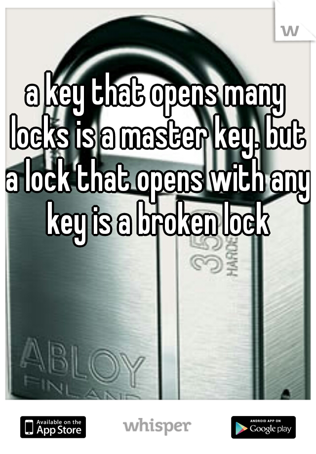 a key that opens many locks is a master key. but a lock that opens with any key is a broken lock
