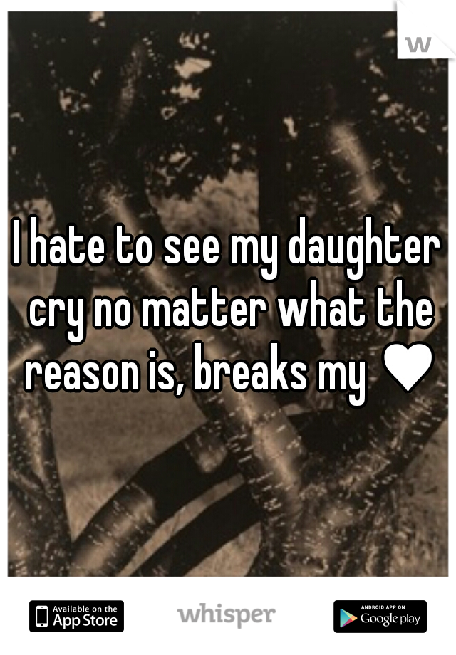 I hate to see my daughter cry no matter what the reason is, breaks my ♥