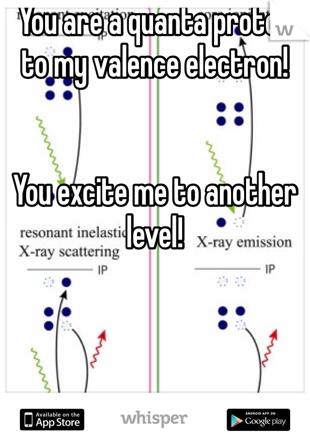 You are a quanta proton to my valence electron!


You excite me to another level! 