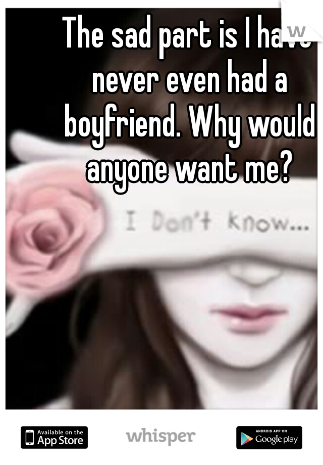 The sad part is I have never even had a boyfriend. Why would anyone want me?