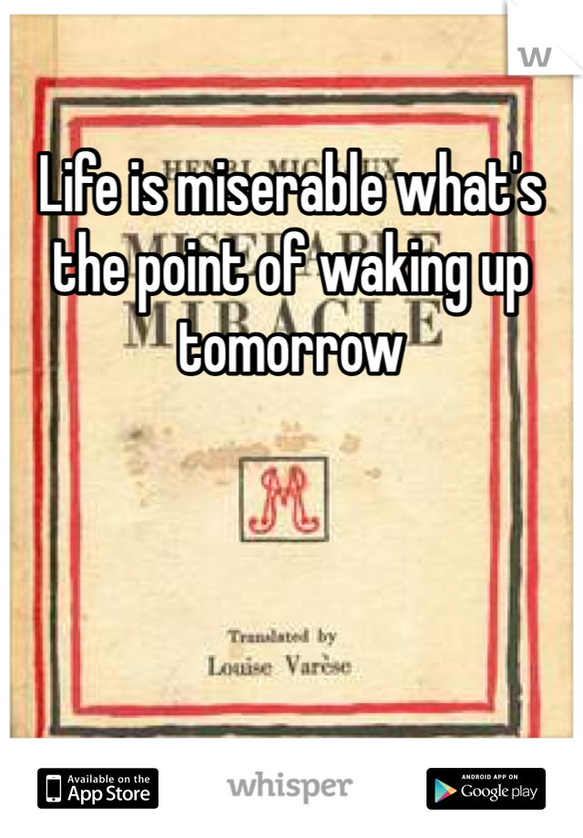 Life is miserable what's the point of waking up tomorrow 