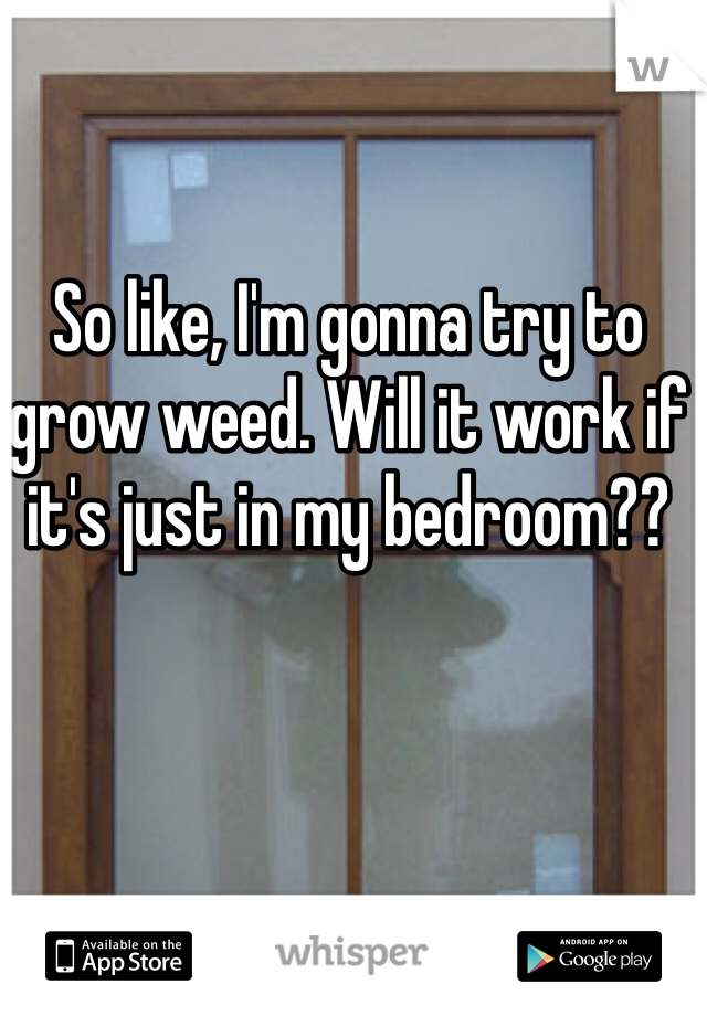 So like, I'm gonna try to grow weed. Will it work if it's just in my bedroom??