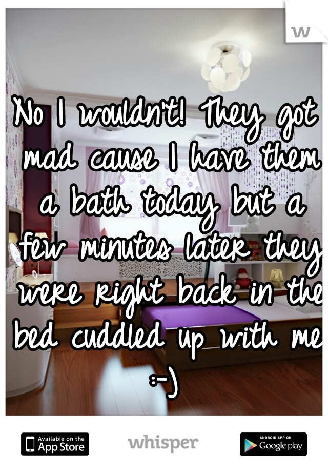 No I wouldn't! They got mad cause I have them a bath today but a few minutes later they were right back in the bed cuddled up with me. :-) 