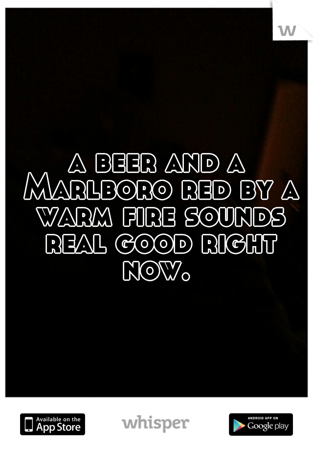 a beer and a Marlboro red by a warm fire sounds real good right now. 