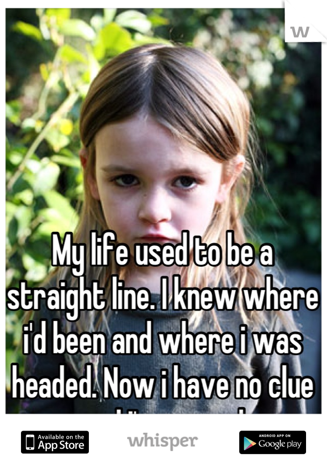My life used to be a straight line. I knew where i'd been and where i was headed. Now i have no clue and I'm scared