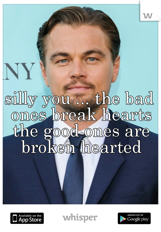 silly you ... the bad ones break hearts the good ones are broken hearted