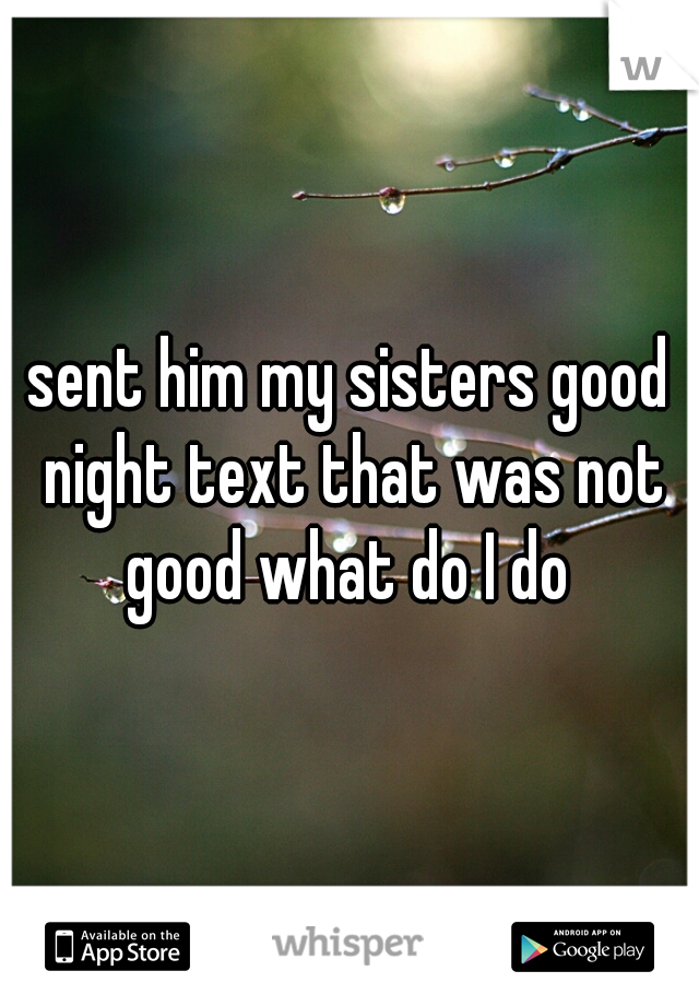 sent him my sisters good night text that was not good what do I do 