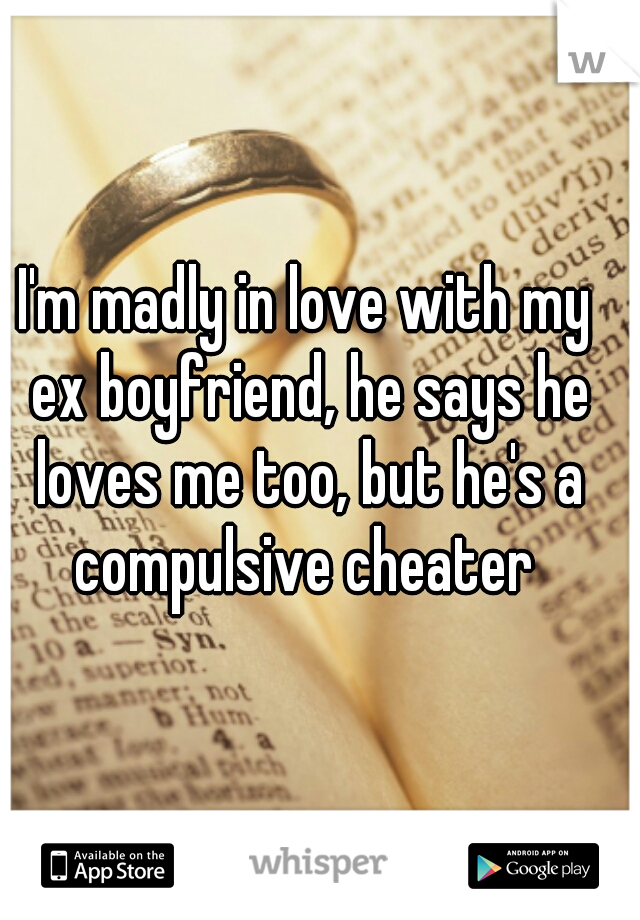 I'm madly in love with my ex boyfriend, he says he loves me too, but he's a compulsive cheater 
