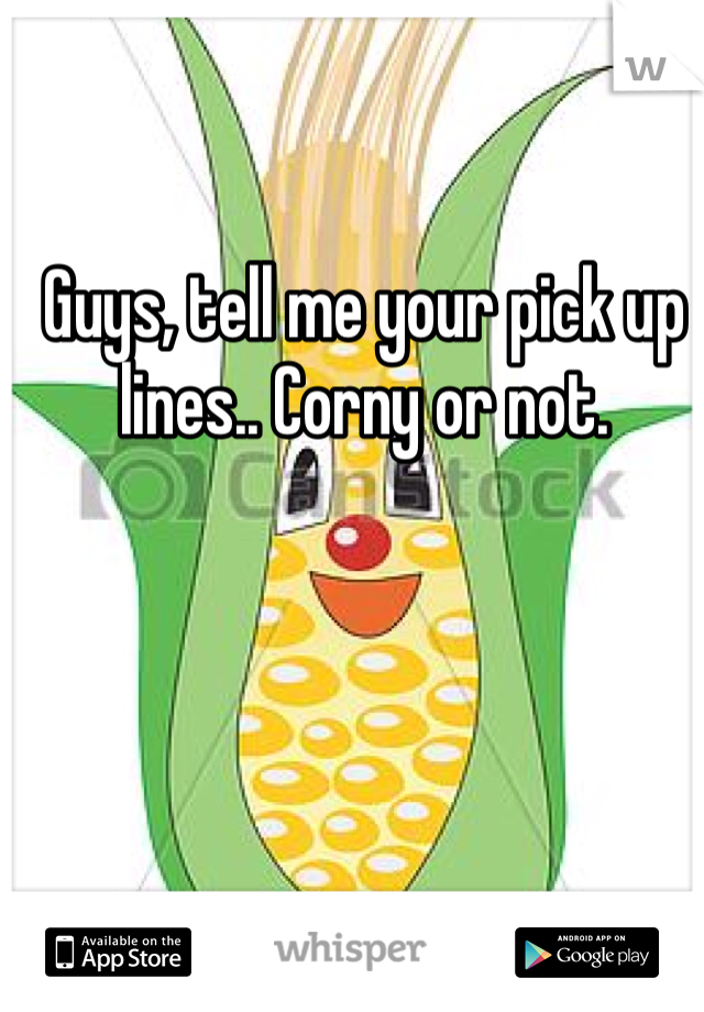 Guys, tell me your pick up lines.. Corny or not. 
