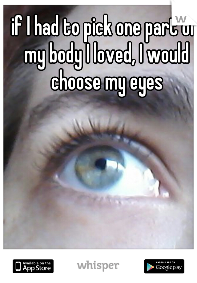 if I had to pick one part of my body I loved, I would choose my eyes