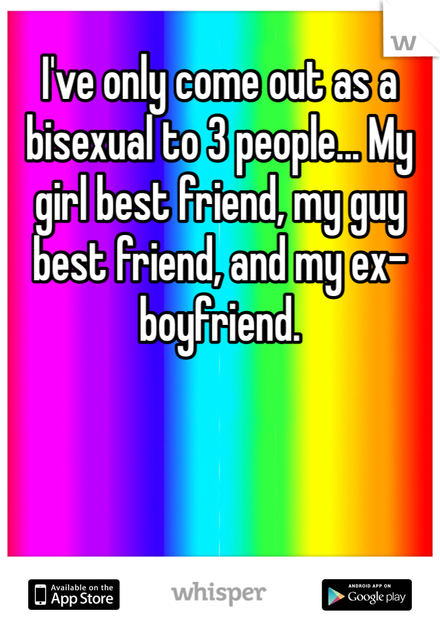 I've only come out as a bisexual to 3 people... My girl best friend, my guy best friend, and my ex-boyfriend. 