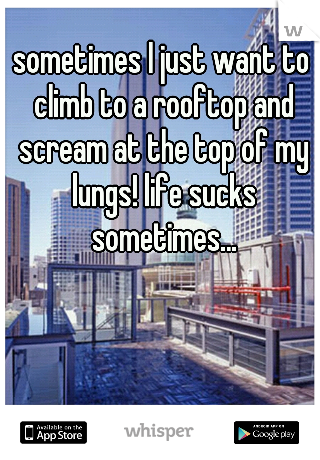 sometimes I just want to climb to a rooftop and scream at the top of my lungs! life sucks sometimes...