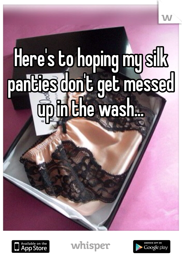 Here's to hoping my silk panties don't get messed up in the wash...