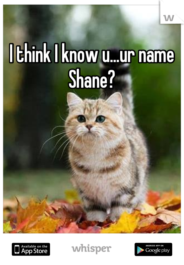 I think I know u...ur name Shane?