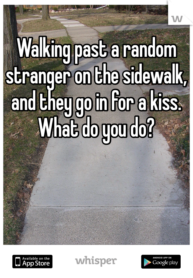 Walking past a random stranger on the sidewalk, and they go in for a kiss. What do you do?