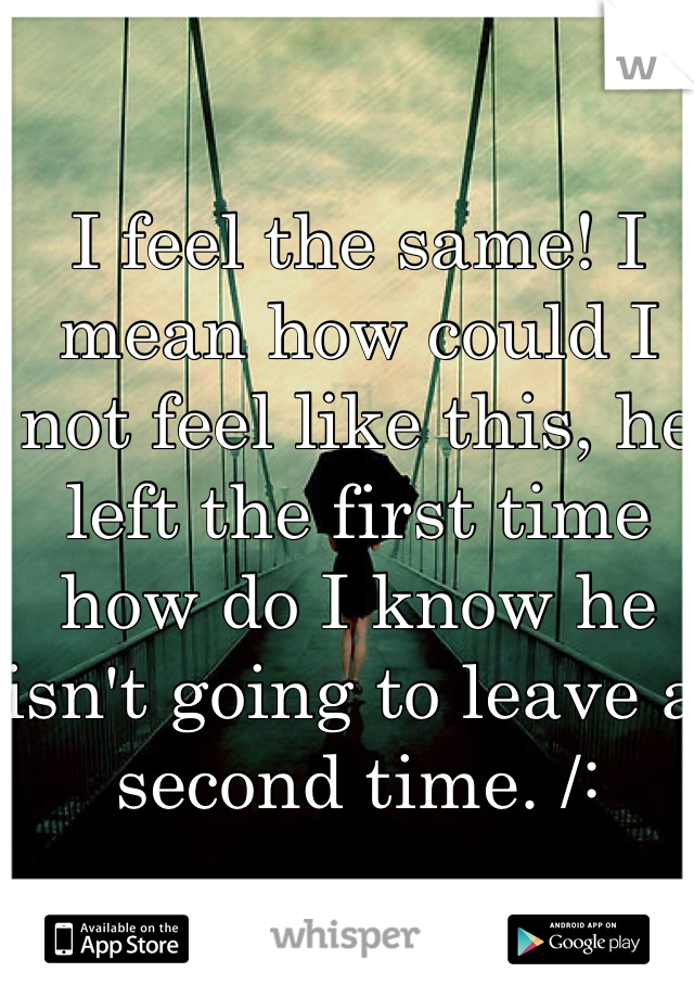 I feel the same! I mean how could I not feel like this, he left the first time how do I know he isn't going to leave a second time. /:
