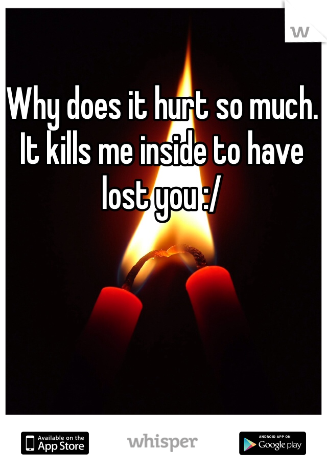 Why does it hurt so much. It kills me inside to have lost you :/ 