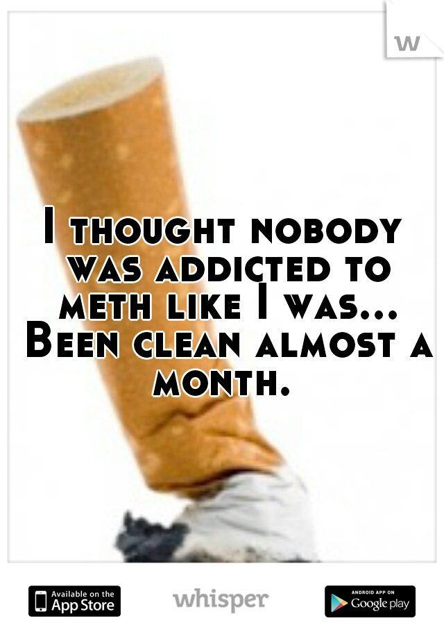 I thought nobody was addicted to meth like I was... Been clean almost a month. 