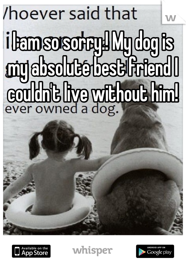 I am so sorry.! My dog is my absolute best friend I couldn't live without him!