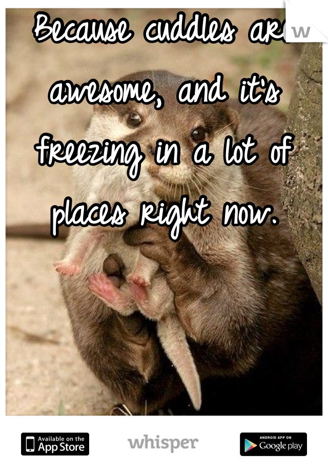 Because cuddles are awesome, and it's freezing in a lot of places right now.