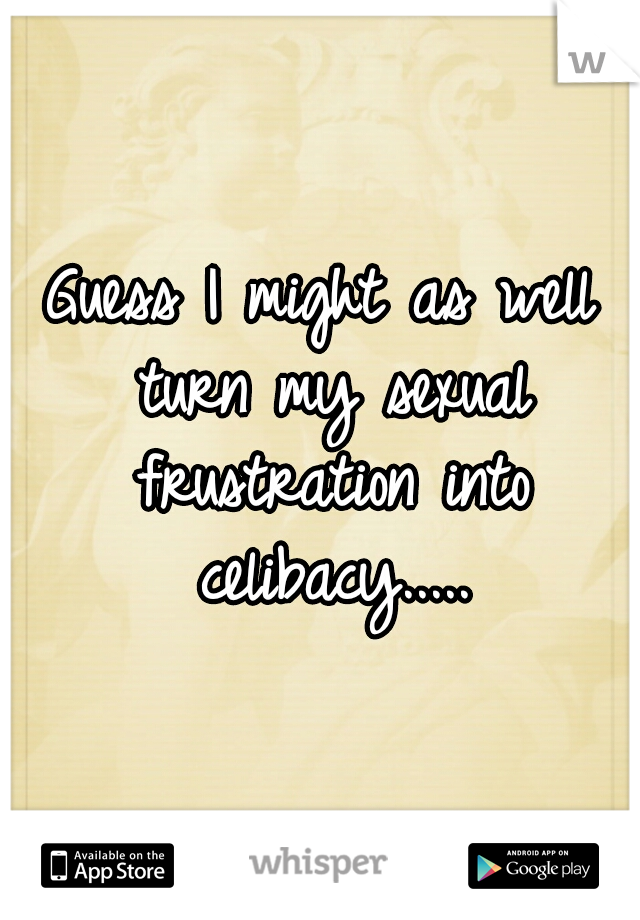 Guess I might as well turn my sexual frustration into celibacy.....