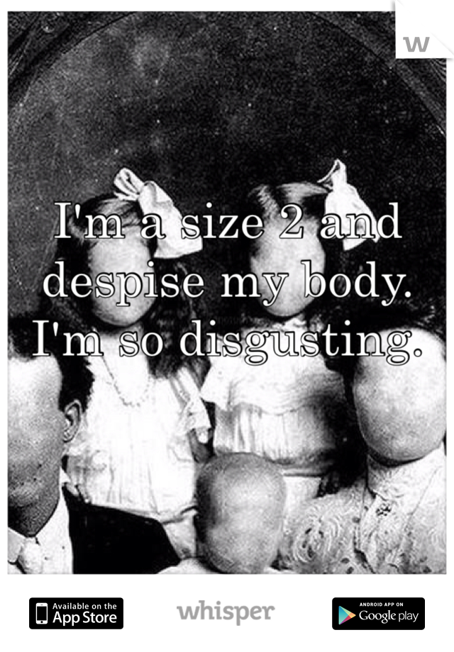 I'm a size 2 and despise my body. I'm so disgusting. 