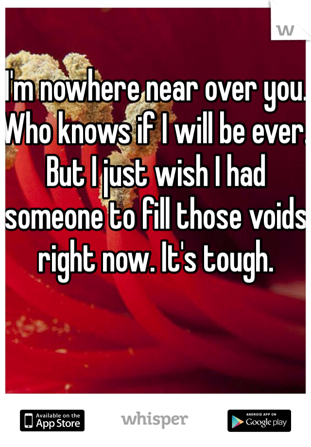 I'm nowhere near over you. Who knows if I will be ever. But I just wish I had someone to fill those voids right now. It's tough. 