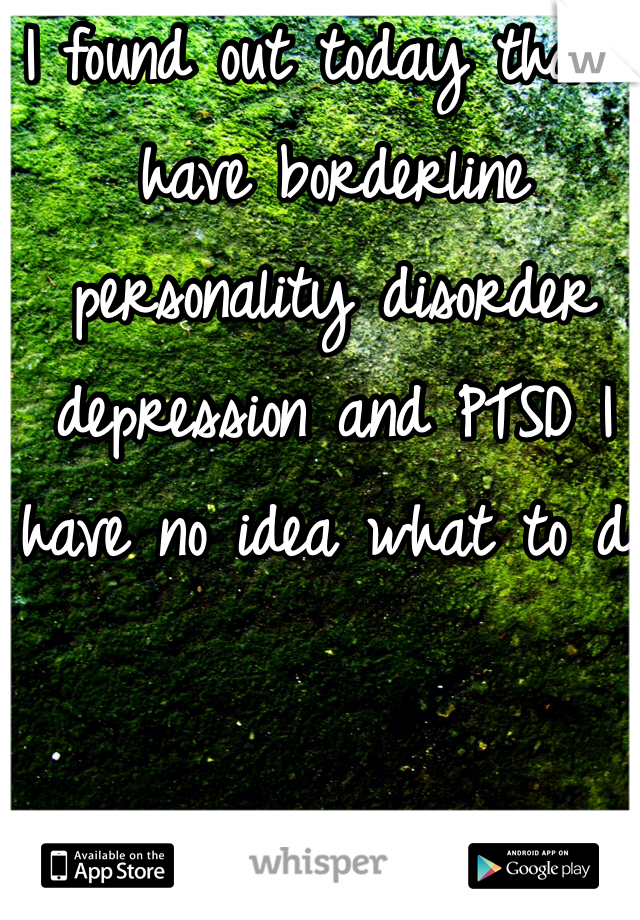 I found out today that I have borderline personality disorder depression and PTSD I have no idea what to do