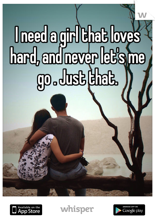 I need a girl that loves hard, and never let's me go . Just that.