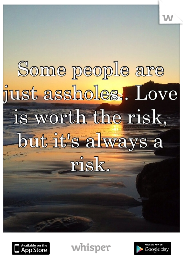 Some people are just assholes.. Love is worth the risk, but it's always a risk. 