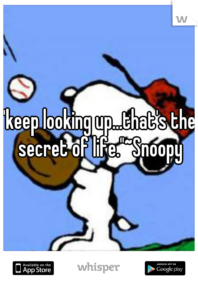 "keep looking up...that's the secret of life."~Snoopy