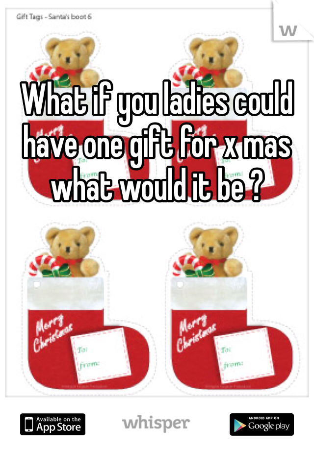 What if you ladies could have one gift for x mas what would it be ?