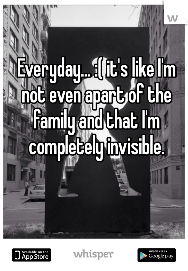 Everyday... :( it's like I'm not even apart of the family and that I'm completely invisible. 