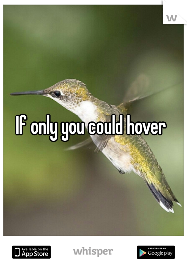 If only you could hover 