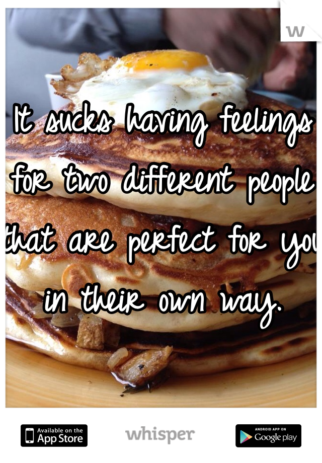 It sucks having feelings for two different people that are perfect for you in their own way.