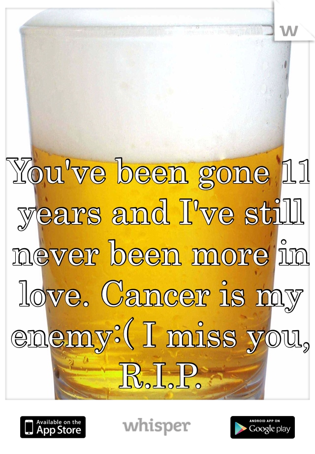 You've been gone 11 years and I've still never been more in love. Cancer is my enemy:( I miss you, R.I.P.